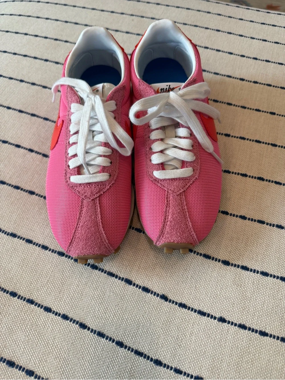 Nike Pink Retro Runner with Bright Orange Swoosh